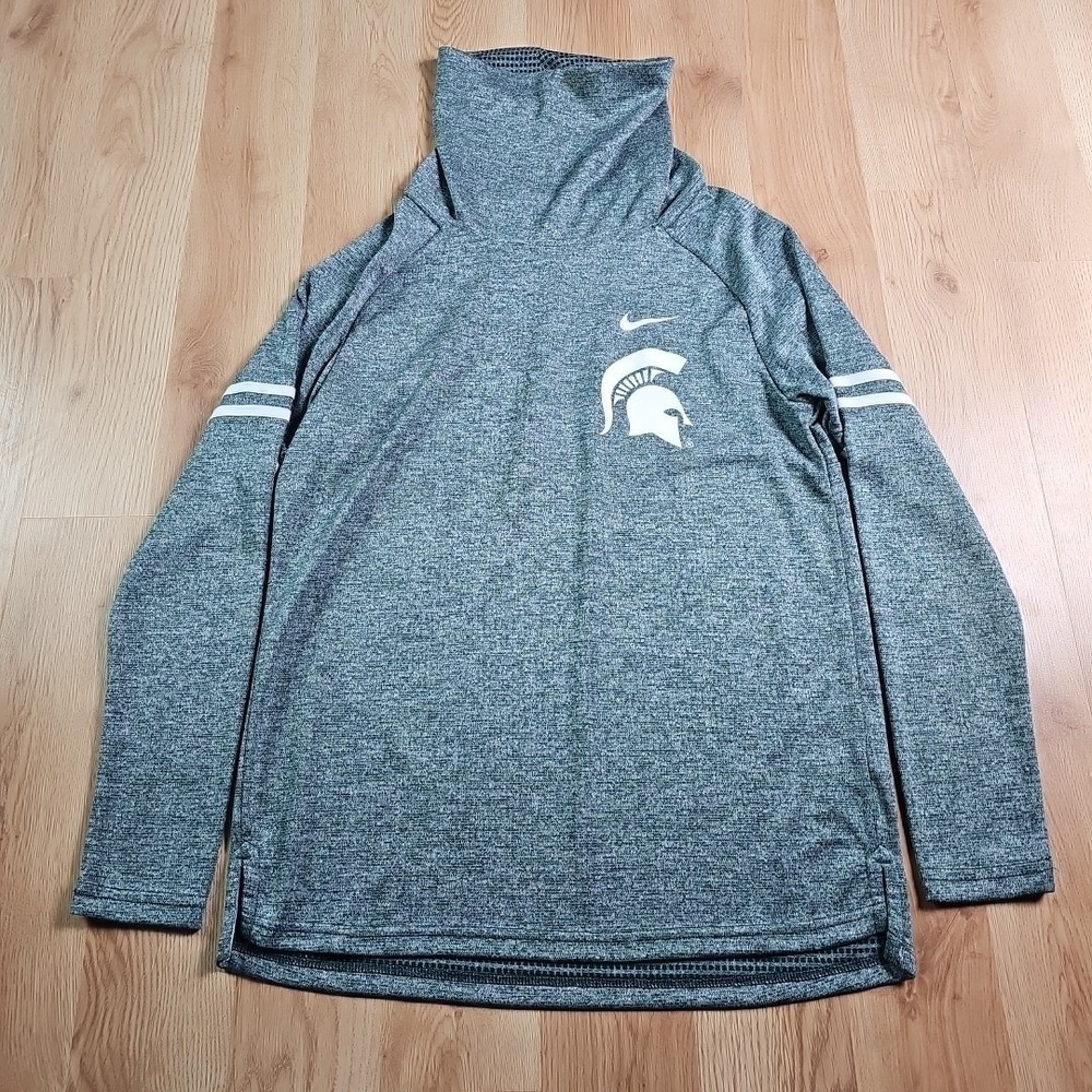 Nike‎ Michigan State Spartans Cowl Neck Top Mens Medium Grey Therma-FIT Pullover